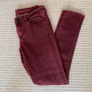 Regular Rise Dark Red Skinny Jeans